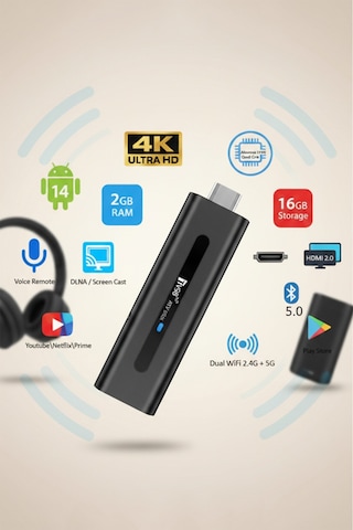 Android Tv Stick 4k Destekli Android 14 Dual Wifi Bluetooth Akıllı Tv Çözümü
