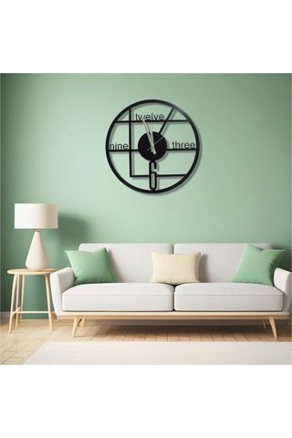Duvar Saati Dekoratif Şık Metal 40cm Sessiz Akar Mekanizma Salon Siyah