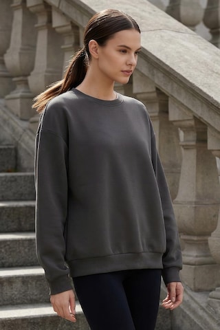 Koyu Gri Basic O Yaka Oversize Kadın Sweatshirt - 97053 Koyu Gri