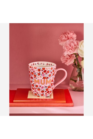Çiçekli Pembe Stoneware Kupa 375 Ml