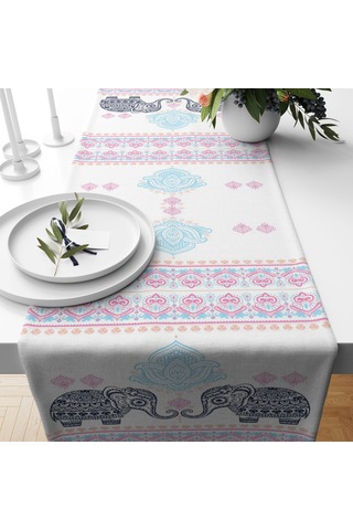 Alkanhomes Fil Desenli Dekoratif Runner
