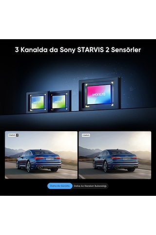 Viofo A329T 3 Kameralı Ön+Telefoto+Arka 4K+2K+2K Wi-Fi 6 HDR Sony STARVIS 2 Sensör GPS'li SSD Destekli Araç Kamerası