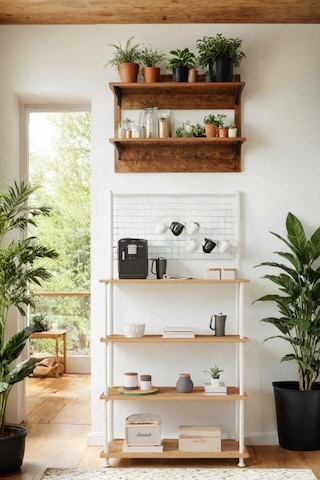 Çevir Kur Atlantik Çam 4 Raflı Beyaz Kahve Köşesi Dolabı Mutfak Düzenleyici, Stand, 71x167x35 Cm Atlantik Çam