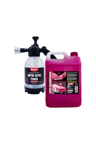 %90 Cilalı Pink Fusion Oto Şampuanı 5 Lt + 2 Lt Köpük Yapıcı Kimyasal Dayanımlı Pompa %90 Cilalı Pink Fusion Oto Şampuanı 5 Lt + 2 Lt Köpük Yapıcı Kimyasal Dayanımlı Pompa