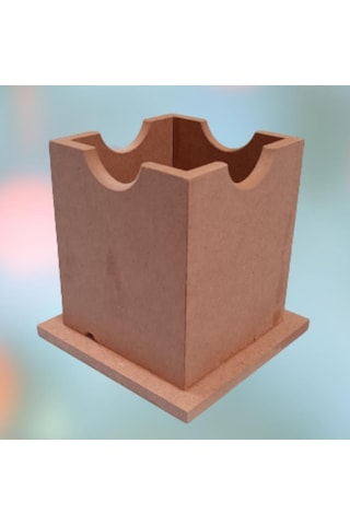 Bengi Ticaret Ahşap Mdf Kare El Yapımı Dekoratif Masaüstü Kalemlik
