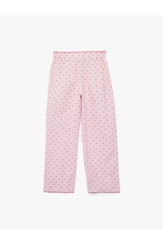 Koton Rahat Kalıp Kalp Desenli Bağcık Detaylı Dokuma Poplin Pijama Altı Pembe Desenli 6slk50001mw Pembe Desenli