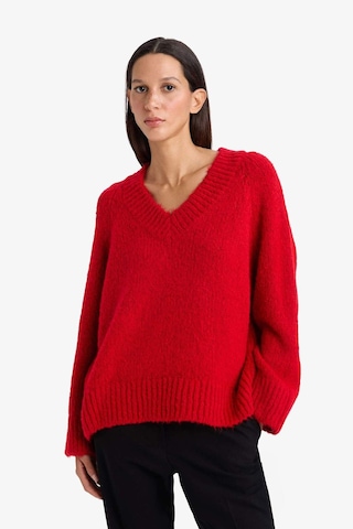 Defacto Oversize Geniş Kalıp V Yaka Triko Kazak G6290ax25wnrd334 Kırmızı-rd334