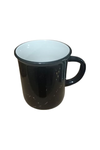 Seramik Kulplu Bardak Renkli Emaye Görünümlü 260 Cc - Siyah Siyah
