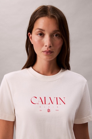 Calvin Klein Kadın Normal Kalıp Yuvarlak Yakalı Pamuklu Kısa Kollu Beyaz T-shirt Lv047e813g-ybh-12825 Beyaz