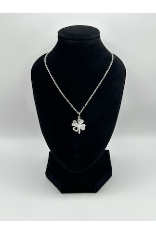 Arnes Jewelry Çelik Dört Yapraklı Yonca Kolye Gümüş
