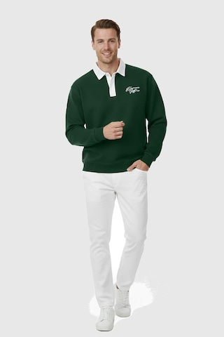 Rizzup Erkek Yeşil Relax Fit İçi Polarlı Polo Yaka Sweatshirt Pamuklu Kalın Sweatshirt 2600762