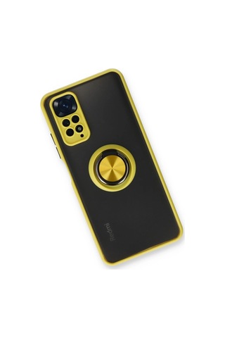 Xiaomi Redmi Note 11 Kılıf Montreal Yüzüklü Silikon Kapak - Sarı Düz Renkli