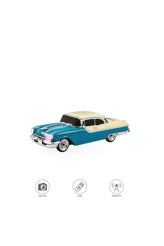 Torima D87 Bluetooth Hoparlör Retro Klasik Araba Tasarımlı 10w Fm Usb Selfie Speaker Yeşil