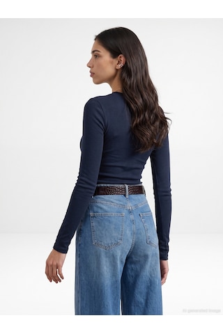 Dilvin 33286 Sıcak Tutan V Yaka Bra-free Top K.lacivert
