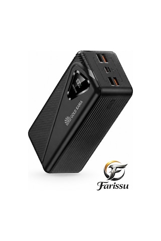 50000 Mah Powerbank 22.5w Hızlı Şarj Pd Taşınabilir Güç Kaynağı Dijital Göstergeli Led Işıklı Siyah