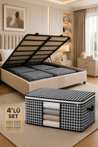 Baza Altı Uyumlu 4 Adet Lüks Pencereli Dolap Hurcu 64x45x22 Cm Siyah