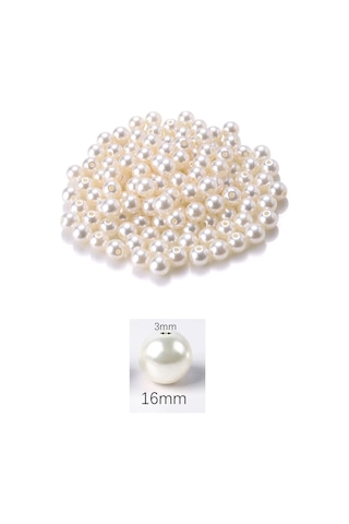 1.000 Gram 1 Kg. 16mm Krem Renk Plastik İnci Boncuk Çanta Ve Ta