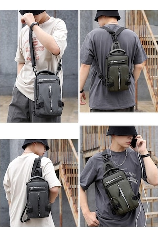 Erkekler İçin Şık Ve Fonksiyonel Omuz Çantası - Günlük Kullanım İçin Pratik Sırt Çantası Siyah