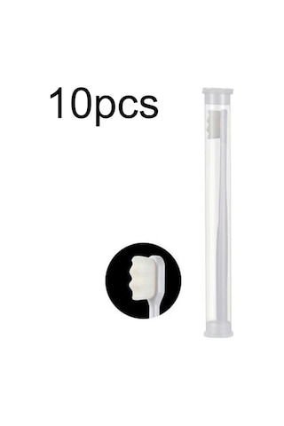 Sones 10 Adet Nano İpek Yumuşak Kıl Bağımsız Paketleme Taşınabilir Çift Diş Fırçası, Özellikler: Beyaz Dalga