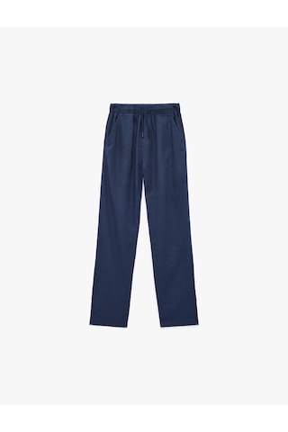 Koton Keten Ve Viskon Karışımlı Beli Bağcıklı Basic Pantolon Lacivert 6skb40131tw