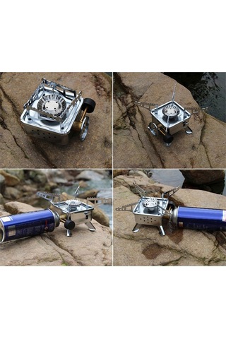 Ranyeek Katlanabilir Mini Gaz Sobası - Çelik Malzeme, 16x16x10cm Genişletilebilir, 530g Hafif, Depolama Çantasıyla Çok Renkli