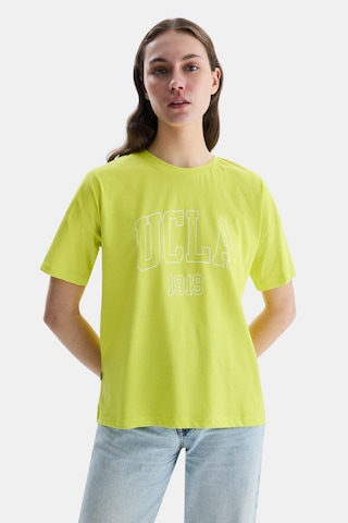 Ucla Sanchez Sarı Bisiklet Yaka Baskılı Standard Fit Kadın Tshirt Sarı