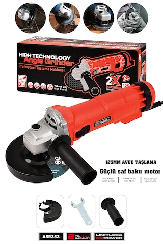 Assur ASR353 750 W 125 MM Avuç Taşlama Spiral Kırmızı