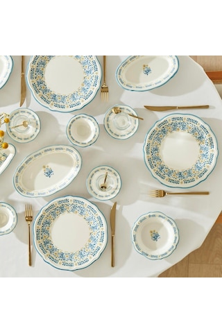 Liana Stoneware 26 Parça 6 Kişilik Kahvaltı Takımı Mavi Çok Renkli