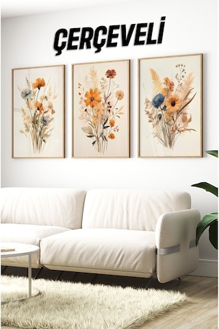 Ahşap Çerçeveli Mdf Tablo Seti Salon Ve Oturma Odası Için Çt3087 42 X 62