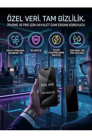 Apple Iphone 15 Pro Ekran Koruyucu Hayalet Cam