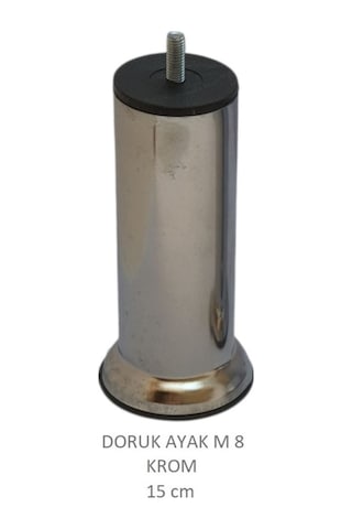 Doruk Ayak, Cıvatalı Baza Koltuk Dolap Ayağı, Metal, Krom, M8, 15 Cm Krom
