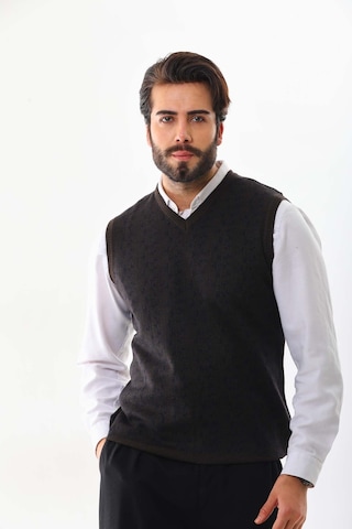 Pelikan Erkek V Yaka Yün Süveter 4p15 Kahverengi