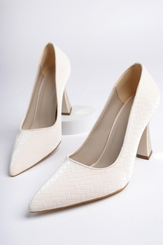 Muggo Goes Garantili Sivri Burun Kadın Topuklu Stiletto Ayakkabı Ten