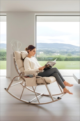 Metatek Sallanan Sandalye, Minderli Baba Koltuğu, Metal Tv Koltuğu, Dinlenme Koltuğu, Emzirme Koltuğu Krem