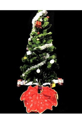 Yılbaşı Ağaç Altı Örtüsü / Kırmızı Simli Ağaç Altı Örtüsü / 90 90 Noel Çam Ağaç Altı Örtüsü / Örtü