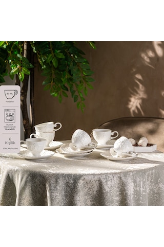 Emsan Laren 90 Ml 6'lı Kahve Fincan Takımı Beyaz