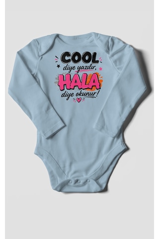 Morivokids Cool Diye Yazılır Hala Diye Okunur Uzun Kollu Bebek Body %100 Pamuk Bebe Mavisi