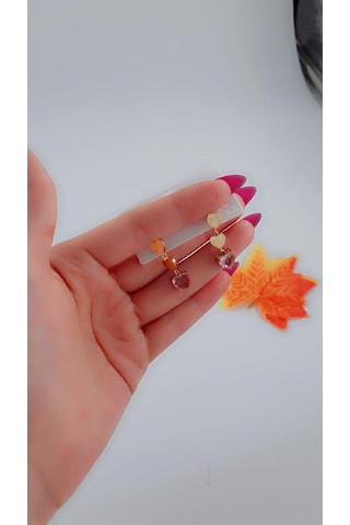 Kadın Sallantı Kalpli Çelik Küpe Gold Renk Altın