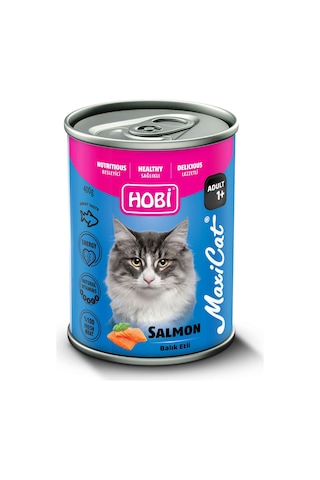 Hobi Maxicat Somonlu Yetişkin Kedi Konservesi 400 Gr X 12 Adet - Omega Destekli, Tam Ve Dengeli Mama