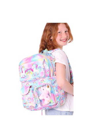 Elatae Su Geçirmez Kumaş Kız Çocuk Çok Gözlü Ortopedik Sırt Okul Çantası L5243 Turkuaz