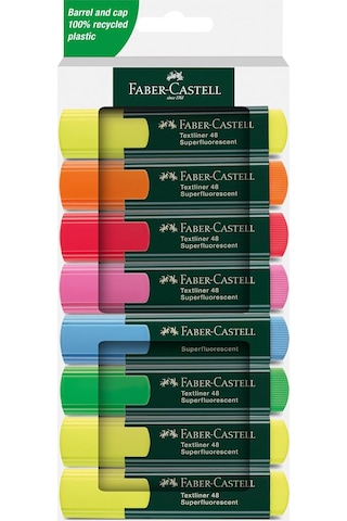 Faber-castell Fosforlu Kalem Seti, 8'li, Su Bazlı Mürekkep, Kesik Uç, 3 Farklı Çizgi Kalınlığı, Yeniden Dolduru Genel