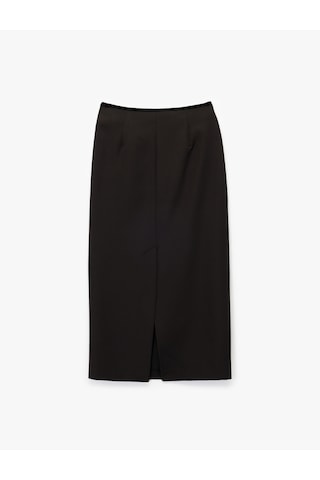 Koton Slim Fit Yırtmaçlı Fiyonk Detaylı Midi Kalem Etek Siyah 6wak70007pw Siyah