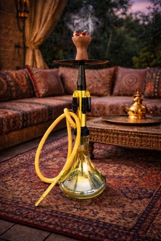 Cam Nargile 60 Cm Büyük Boy Gold Siyah Lüks Nargile Takımı Teras Balkon Şark Köşesi Dekor