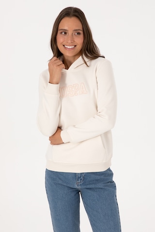 U.S. Polo Assn. Kadın Krem Şardonlu Kapüşonlu Basic Sweatshirt 50313566-VR071