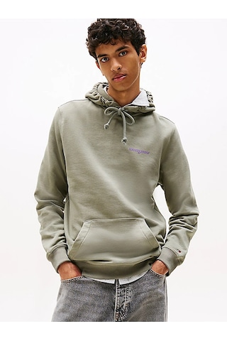 Tommy Hilfiger Tjm Reg Blur Scrpt Bck Hood Ext Erkek Yeşil Kazak - Dm0dm22112 Yeşil