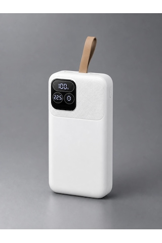 Eima 50.000 Mah Powerbank Dahili Kablolu 22.5w Hızlı Şarj Taşınabilir Şarj Cihazı Type-c Lightning U Beyaz