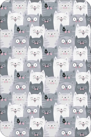 Gri Kedi Desenli Banyo Halısı Klozet 2'li Paspas Seti Bs253n11