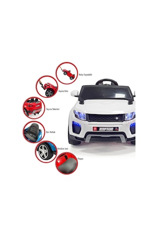 Akar Oyuncak Raptor 12 Volt Uzaktan Kumandalı Akülü Suv Çocuk Arabası Beyaz