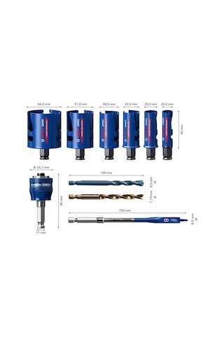 Bosch Expert 20-64 Mm 10 Parça Yapı Malzemeleri İçin Panç Seti 2608901951
