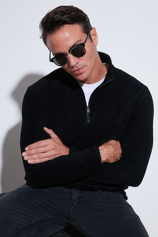 Buratti Slim Fit Yarım Fermuarlı Dik Yaka Erkek Polar 5906003 Siyah